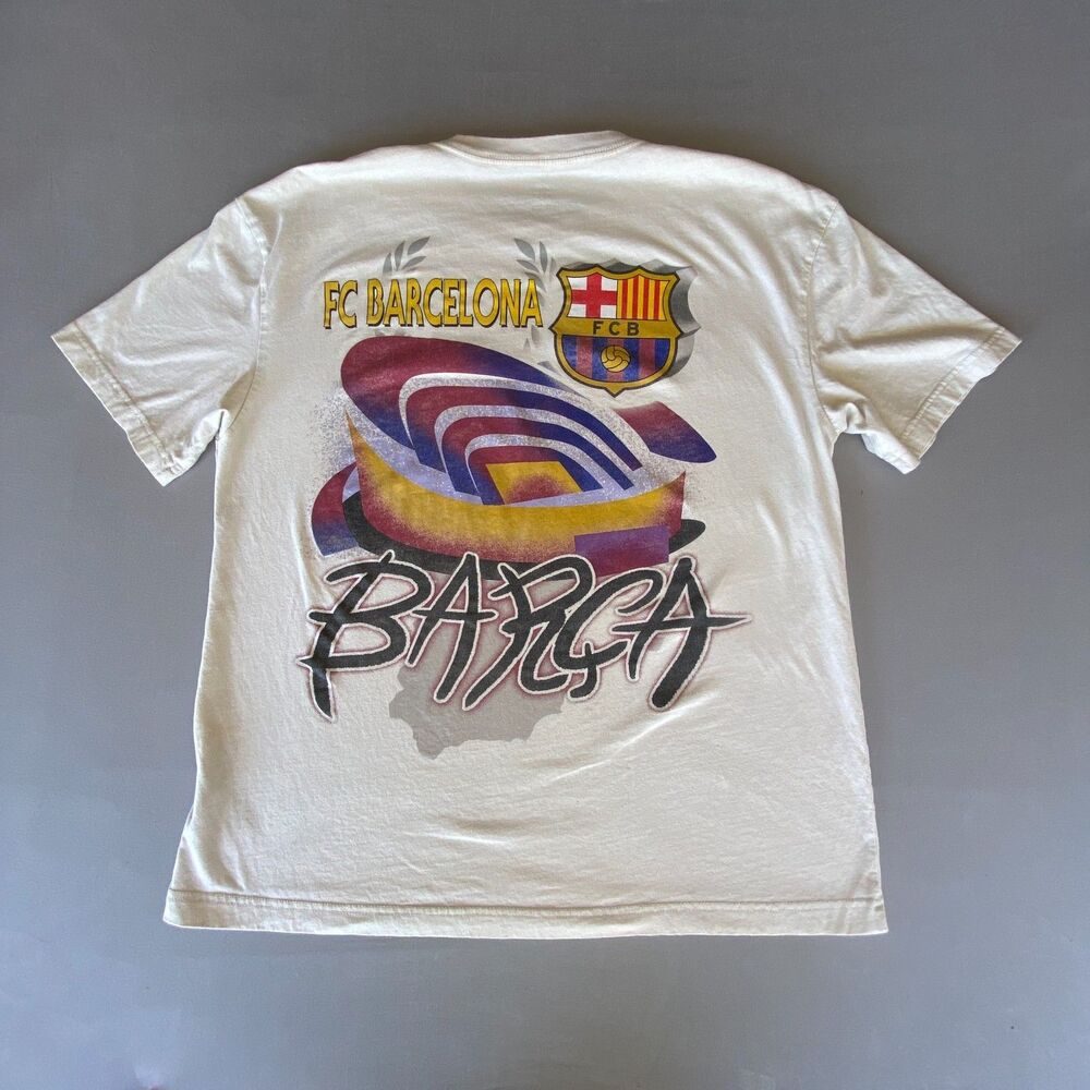 FC Barcelona FCB Men's Large Cream Graphic T-Shirt Barça Soccer - Picture 2 of 11